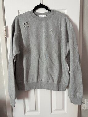 NWT Good American Distressed Crewneck Sweater - Gray